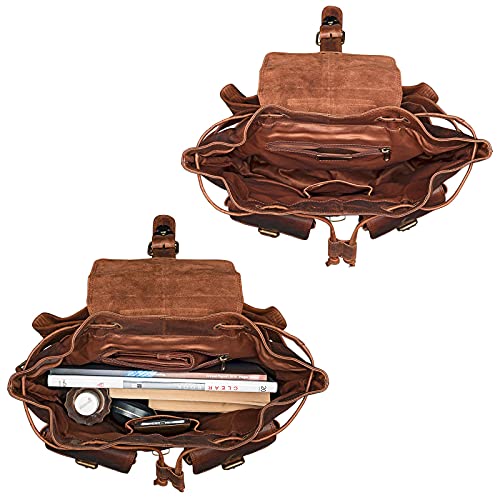STILORD 'Larissa' Mochila para Mujer de Genuina Piel Vintage en Trabajo Ocio Tiempo Libre Universidad Bolsa para portátil 13,3' o DIN A4 de Cuero auténtico, Color:Kara - Cognac
