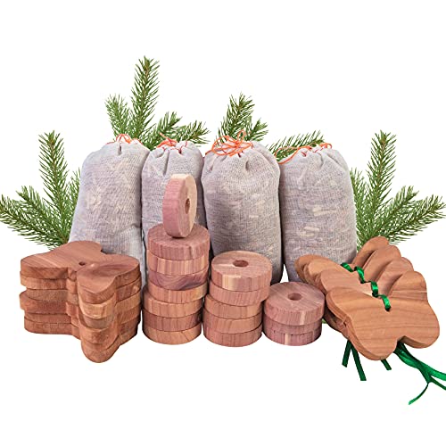 Stingmon 30 Piezas Kit Repelente de Polillas Antipolillas de Madera de Cedro Orgánico Natural Repelente de Insectos Eficaz Utilizado en Guardarropas, Ropa, Armarios, Zapateros y Cajones