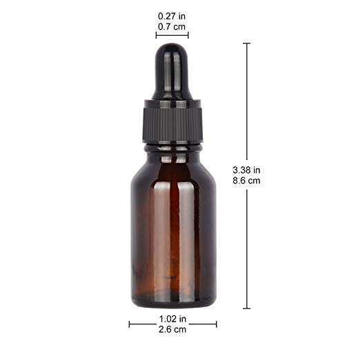 stonylab 15ml (0.5 oz) 2-Pack Frasco Gotero de Vidrio, Botella Cuentagotas de Vidrio Vacío Marrón con Vidrio Cónico, Tapón Interno y Etiqueta, para Fragancias de Aromaterapia de Aceites Esenciales