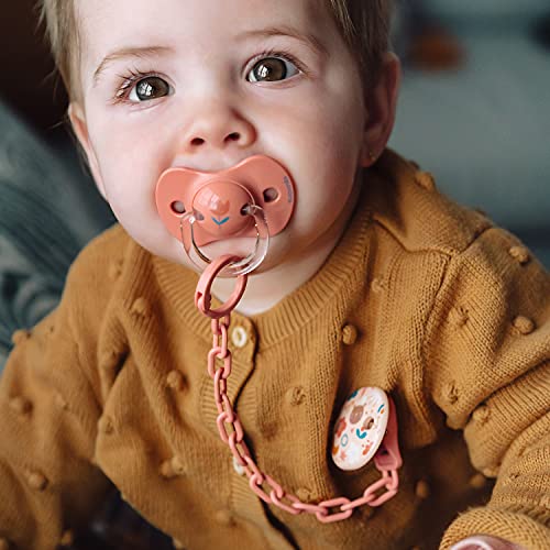 Suavinex Clip para chupete de bebé + 0 meses, cadena para chupete de niño, rosa, 29 g