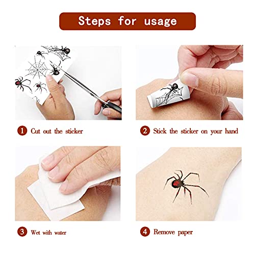 Tatuaje Cara Temporales Halloween,tatuaje de arañazos con corte de sangre para Halloween,Face Tattoo Skull Stickers,mascarada, fiesta de cosplay(15pcs)
