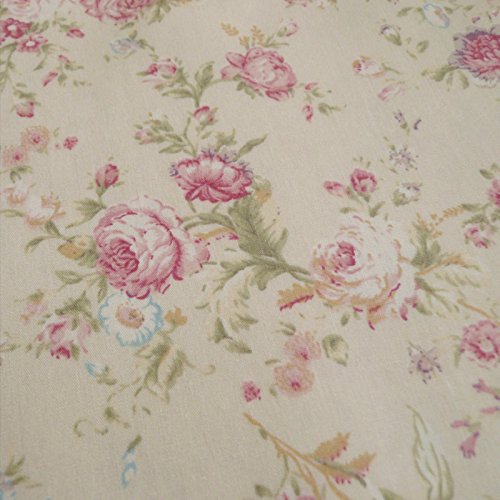 Tejido de diseño vintage en color crema y diseño de rosas, tela de algodón - se vende por metro