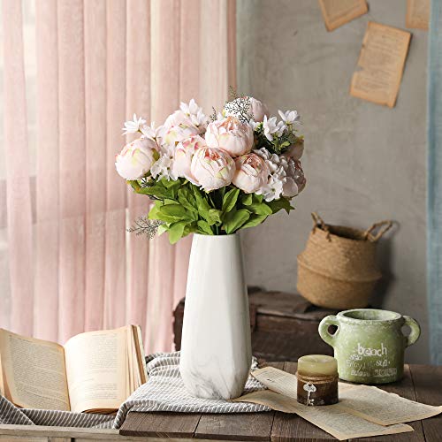 Tifuly 2 Piezas de Ramos de peonía Artificial, Ramo de Flores de imitación de peonías de Seda realistas para la decoración del Banquete de Boda en el hogar, arreglos Florales (Rosa melocotón)
