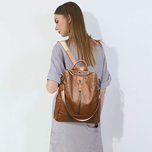 Tisdaini Bolsos Mochila Mujer Moda Cuero de PU Casual Viaje Escolares Bolsos