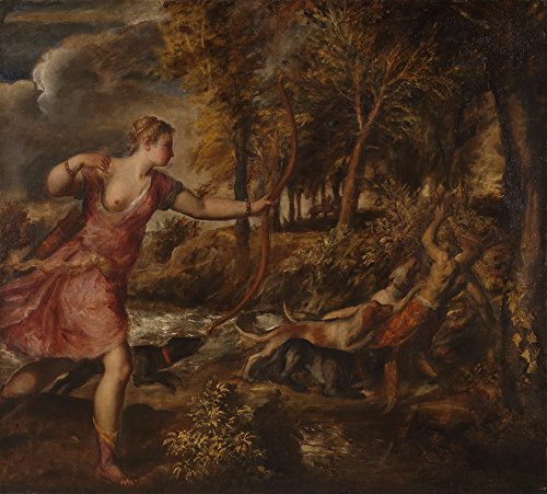 Tiziano Vecellio Giclee Papel de Arte impresión Obras de Arte Pinturas Reproducción de Carteles(La Muerte de Acteón)