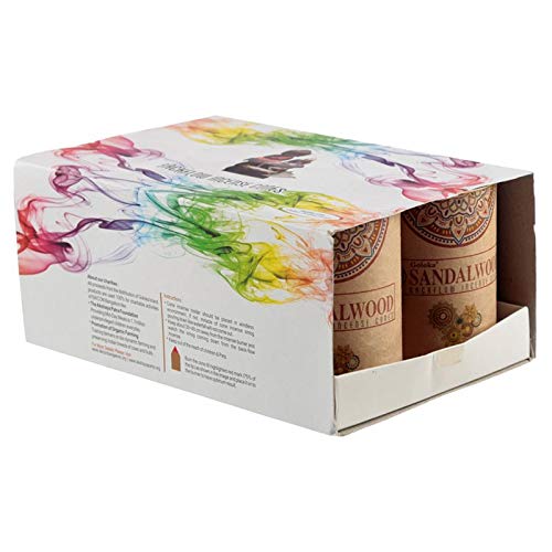 Valmoni Sport 36 Conos de Incienso de Reflujo Sandalwood 20 Minutos Goloka 2 Latas Aroma Sándalo India