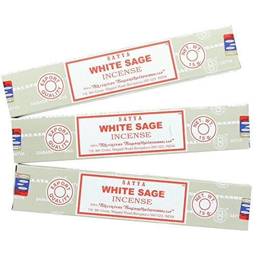 Varillas de incienso Salvia Blanca, 3 paquetes, por Satya Nag Champa