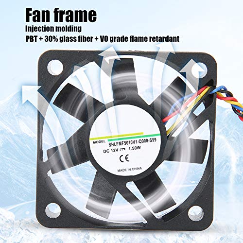 Ventilador de enfriamiento de 5CM 12V 1.50W, sistema de enfriamiento silencioso a través de moldeo por inyección de un disparo Ventilador de disipador de calor de 4 pines, enfriador de CPU para 3800 R