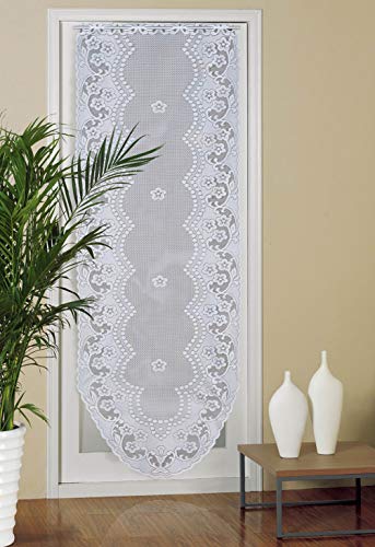 Visillo para Puerta, Encaje Vintage Puerta Cortina, Gasa Lino Bordado Cortinas para Ventana Puerta Cocina Cafetería Patio, Balcon, 60x180cm