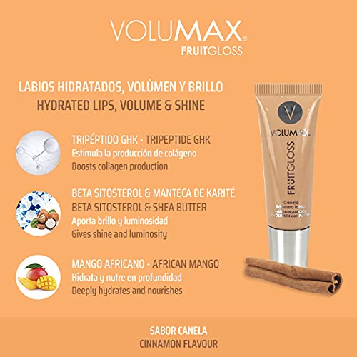 VOLUMAX FRUITGLOSS. Labios Hidratados. Volumen y Brillo. Sabor Canela