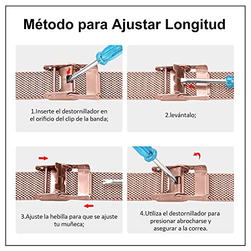 Wanme Correa Compatible con Amazfit GTS/Amazfit GTS 2 Correa, Pulsera de Repuesto Metal de Acero Inoxidable para Correas Amazfit Bip/Amazfit Bip Lite/Amazfit GTR 42mm Watch (Rosa)