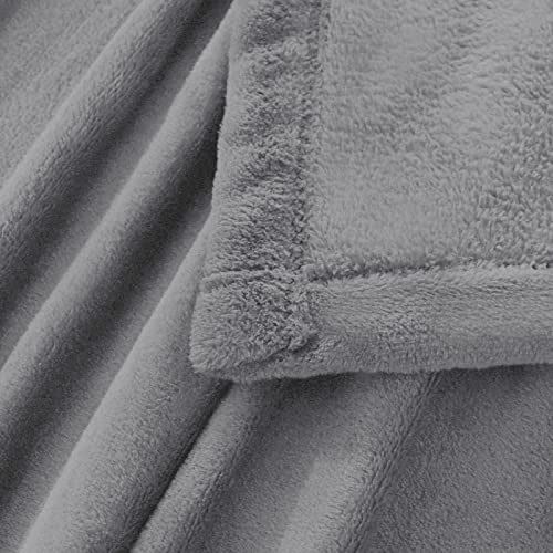 WAVVE Manta Franela Reversible para Cama 90, Manta para Sofá 150x200 cm, Manta de Microfibra, Suave, Cálida, Transpirable (Gris)