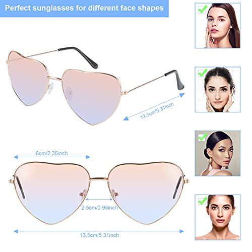 Weinsamkeit Corazón Gafas, 6 Piezas de Gafas de Sol Clásicas, Gafas de Montura de Oro Rosa, Gafas de Fiesta de Carnaval Masculinas Y Femeninas Son Las Mejores Decoraciones para Navidad