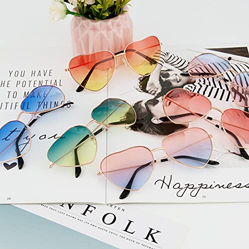 Weinsamkeit Corazón Gafas, 6 Piezas de Gafas de Sol Clásicas, Gafas de Montura de Oro Rosa, Gafas de Fiesta de Carnaval Masculinas Y Femeninas Son Las Mejores Decoraciones para Navidad