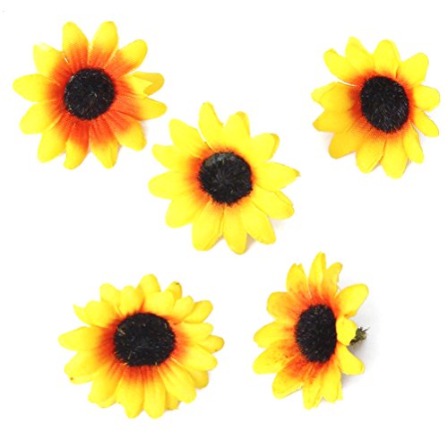 WINOMO - 100 cabezas de girasol artificiales para decoración del hogar y fiestas (amarillo)