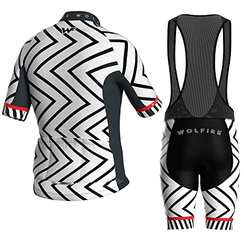 WOLFIRE WF Ropa Ciclismo Hombre, Traje Ciclismo Hombre, con 12D Gel Pad Bib Acolchado, Maillot Ciclismo Hombre Verano, Equipacion Ciclismo Hombre, Mallot y Culot MTB, Culotte Ciclismo Hombre
