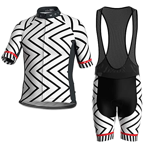 WOLFIRE WF Ropa Ciclismo Hombre, Traje Ciclismo Hombre, con 12D Gel Pad Bib Acolchado, Maillot Ciclismo Hombre Verano, Equipacion Ciclismo Hombre, Mallot y Culot MTB, Culotte Ciclismo Hombre