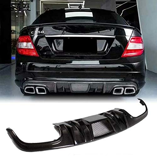 XOBO Difusor Trasero para Mercedes Benz W204 Sport C250 C300 C63 AMG Sedan Coupe 2008-2011 Difusor de Labios de Parachoques Trasero de Fibra de Carbono Kit de Cuerpo de alerón de Salida Doble