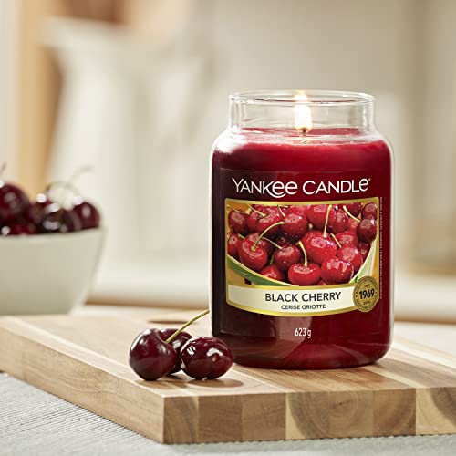 Yankee Candle Black Cherry Vela Aromática en Frasco Grande, Rojo, 623 g