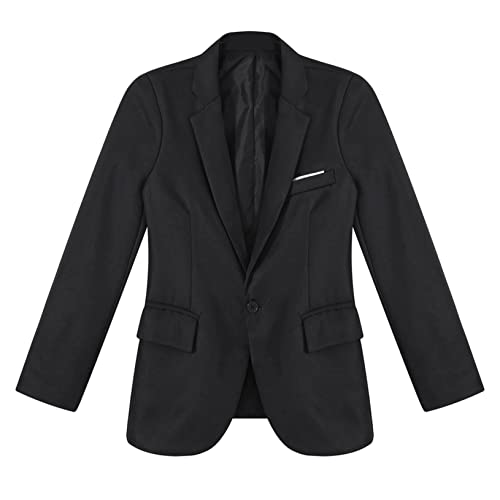 YEAHDOR Chaqueta Casual Elegante para Hombre Slim Fit Blazer de Hombre con Botón Chaquetas de Traje Formal Abrigos Negocios para Hombre Color Puro Negro 6XL