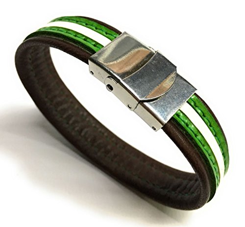 YOJAN PIEL | Pulsera De Piel Bandera Andalucía (Ajustable DE Largo) | Complementos de Moda Unisex para Hombres y Mujeres de Estilo Atemporal y Elegante | Regalos Originales y Exclusivos