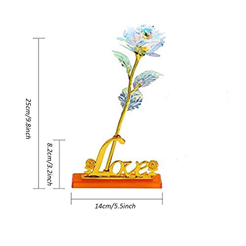 Youngine Colorido Rosa Flores Artificiales Hoja de Oro Rosa de 24 Quilates Regalos de Full Blossom para el Día de la Madre | Dia de San Valentin | Cumpleaños | Boda, con Caja y Base