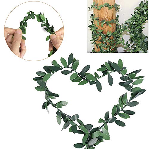 yyuezhi Guirnalda Simulacion Alambre Verde Hoja Lvy Garland Follaje Hojas Verdes Guirnalda Colgante Primavera con Guirnalda Verde Decoración de Corona de Simulación Navideña 7.5 Metros 2 Piezas