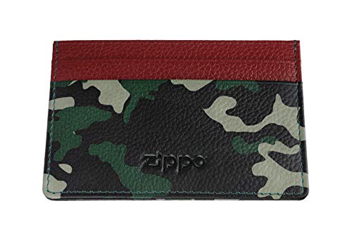 Zippo Leather Credit Card Holder Tarjetero 10 Centimeters Verde (Green Camouflage)